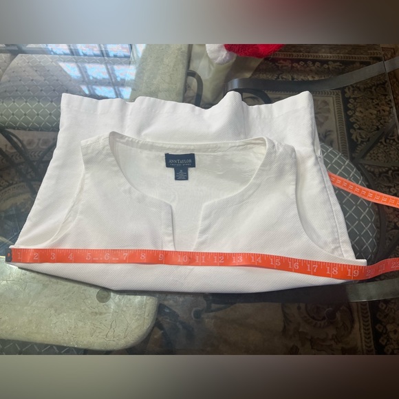 ANN TAYLOR Factory Select White Sleeveless Cotton Round Open V Neck Top - Picture 12 of 14